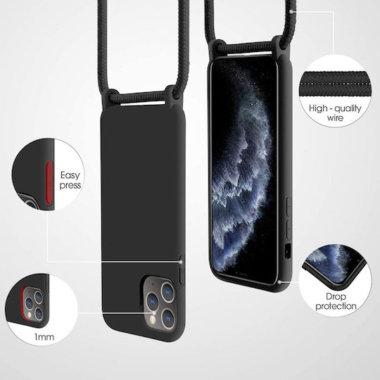 Liquid Back Cover Σιλικόνης με Λουράκι Χακί (iPhone 15 Pro Max)