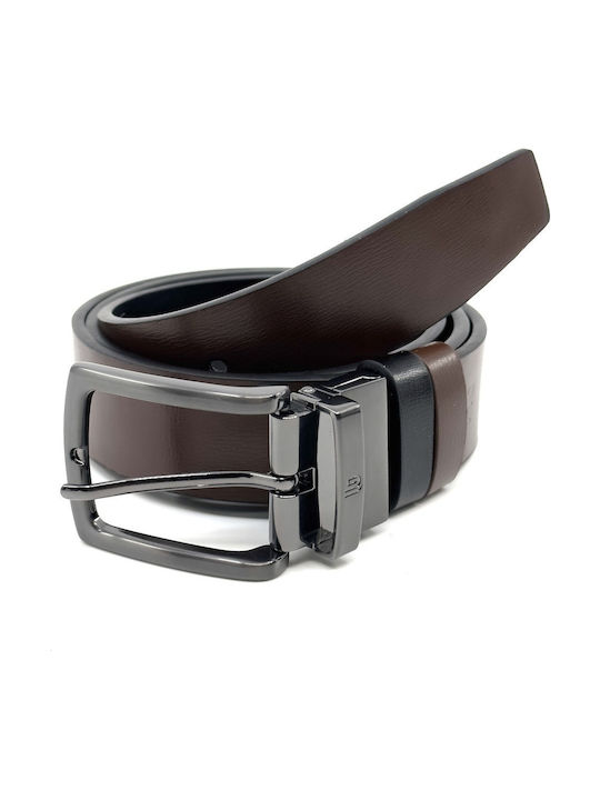 Men's Leather Double Sided Belt Black Velvet-Black Metal