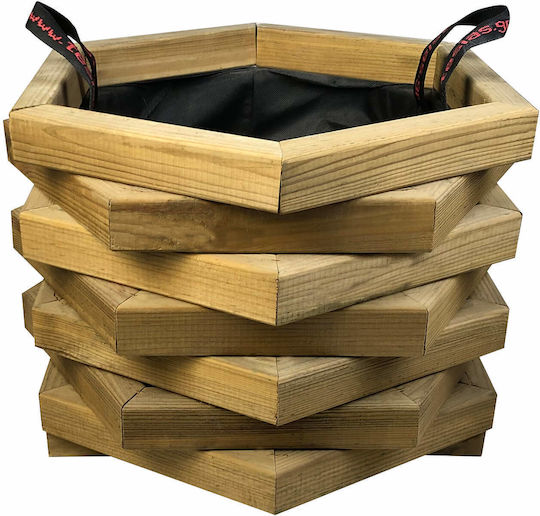 Tesias Dodecagonal Closed Corners Pot Wooden 52x36cm.