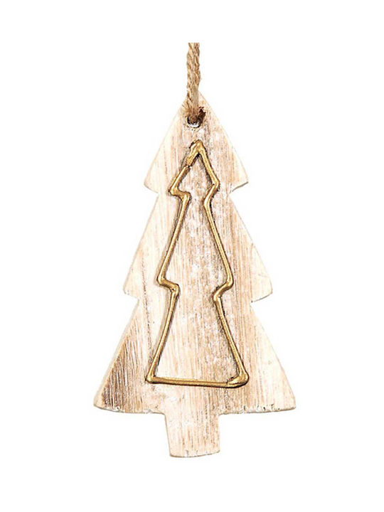 Lianos Christmas Wooden Tree Ornament Gold 5x9cm