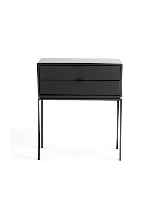 Noptieră Realto cu Piele Ecologică Negru 55x30x64cm