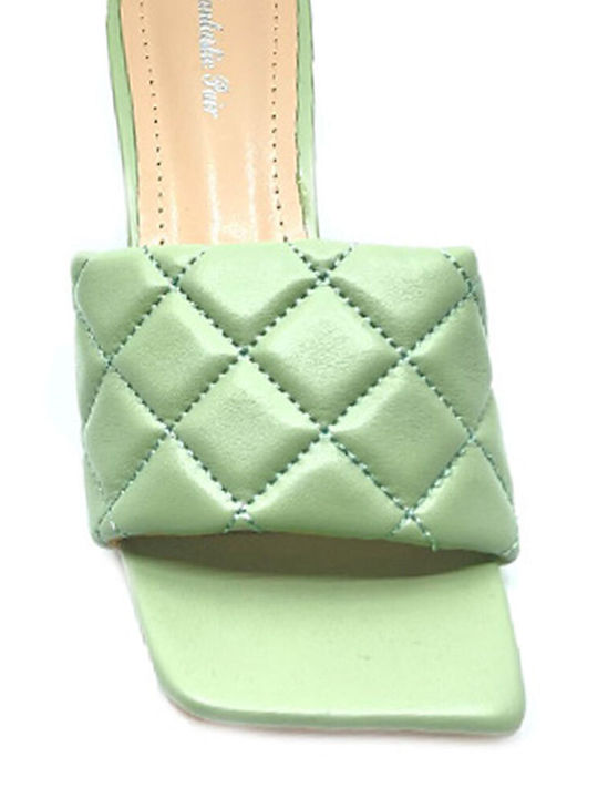 Queen Accessories Chunky Heel Mules Green