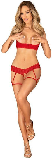 Obsessive Sexy Σετ Εσωρούχων με Δαντέλα Κόκκινο 2τμχ