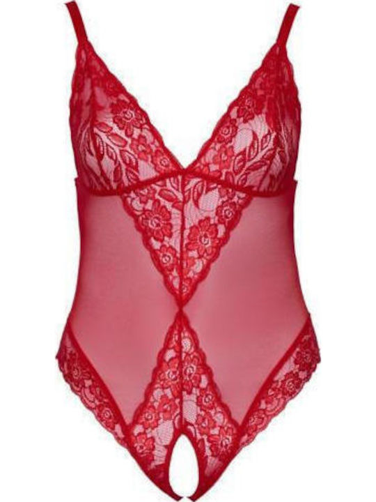 Cottelli Collection Секси Боди Мрежесто Червено
