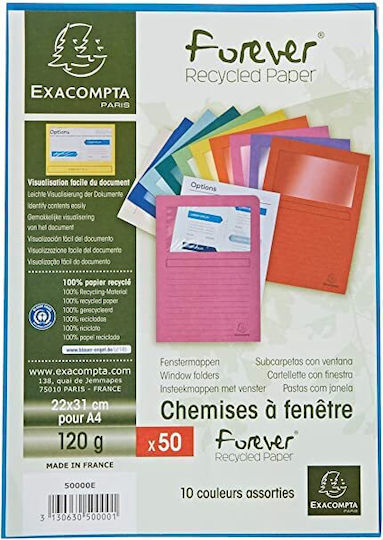 Exacompta Ντοσιέ Δίφυλλο για Χαρτί A4 Πολύχρωμο 50τμχ