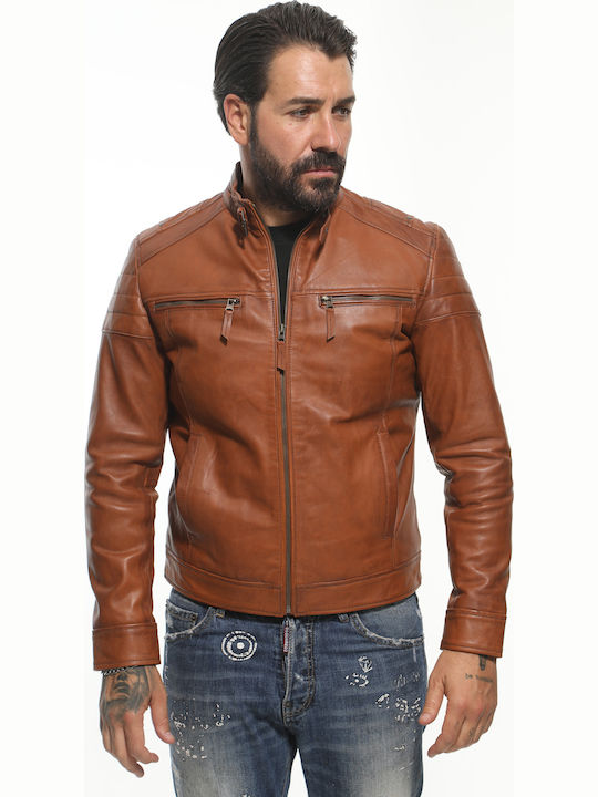 Leather Jacket Biker Brown