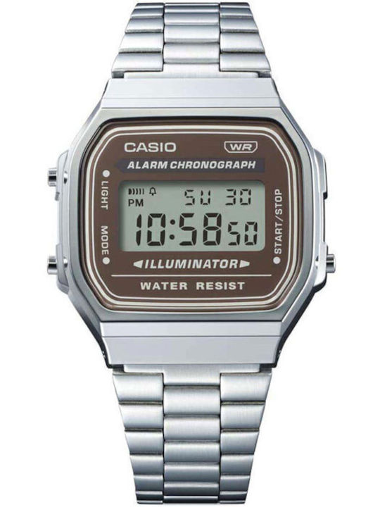 Casio Digital Men's Watch 36mm Chronograph Battery with Silver Metal Bracelet
