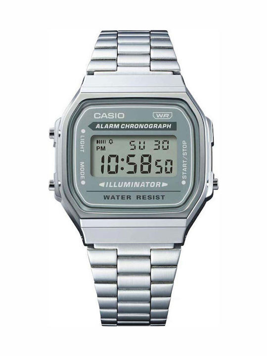 Casio Vintage Collection Digital Men's Watch 36mm Chronograph Battery with Silver Metal Bracelet