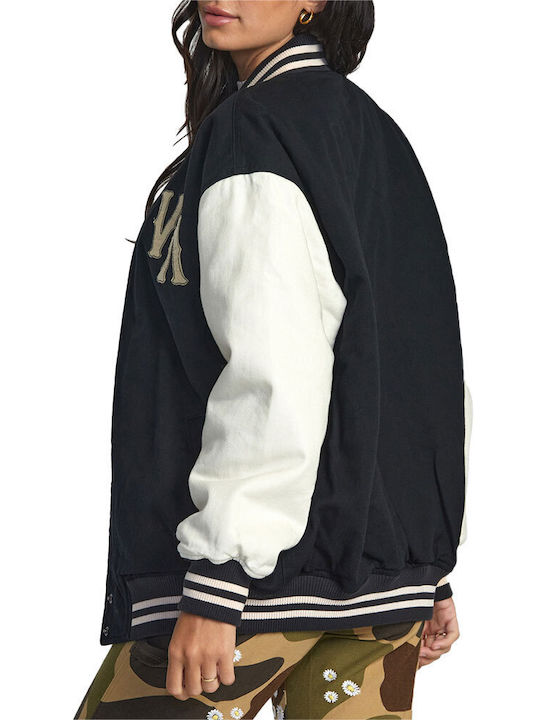 RVCA Women's Short Bomber Jacket for Winter Black