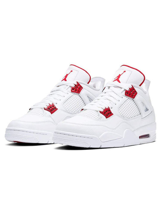 Jordan Air Jordan 4 Retro Ανδρικά Μποτάκια White / Metallic Silver / University Red