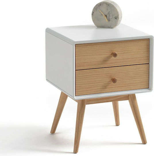 Bedside Table Jimi Wooden With Metal Legs White 35x35x50cm