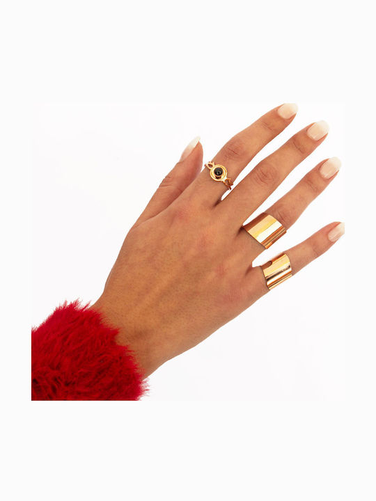 Theodora's Jewellery Γυναικείο Δαχτυλίδι από Ατσάλι Επιχρυσωμένο