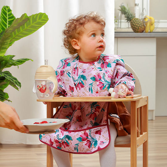 Babyono Floral Waterproof Fabric Coverall with Hoop & Loop Fastener Pocket & Sleeves Floral for 24 m+