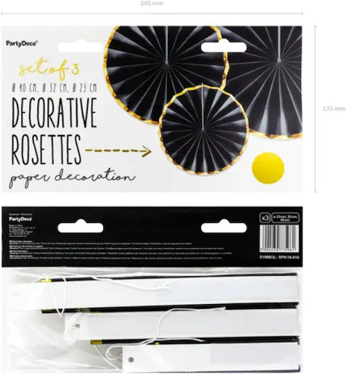 PartyDeco Διακοσμητικό Στοιχείο για DIY Κατασκευές Μαύρο 3τμχ