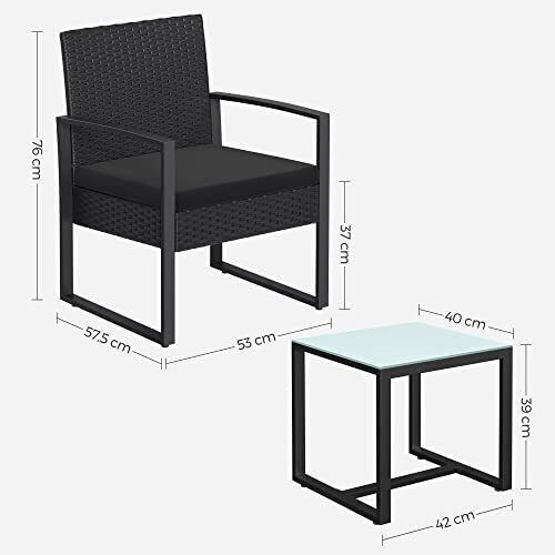Garten- und Outdoor-Möbelsets für kleinen Raum 3 Stück Schwarz