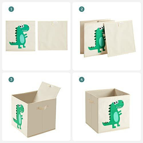 Songmics Детска кутия за съхранение сгъваема Box Set Бежов 30x30x30см 3бр