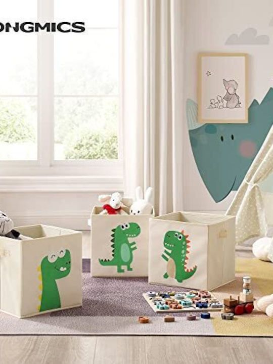 Songmics Kinder Aufbewahrungsbox Faltbar aus Stoff Box Set Beige 30x30x30cm 3Stück