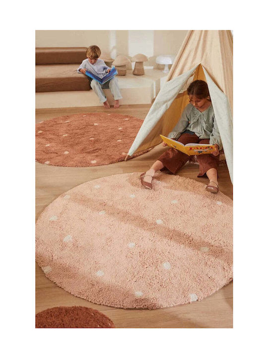 Lorena Canals Kinder Teppich Rosa Rund mit Durchmesser 140cm