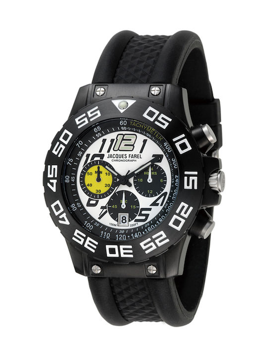 Jacques Farel Watch Battery with Black Rubber Strap