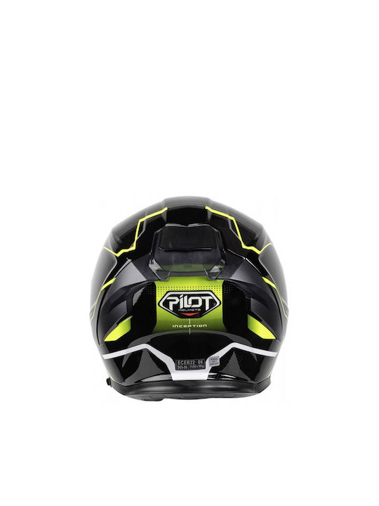 Pilot Alpha SV Black / Fluo Yellow Motorcycle Helmet Full Face ECE 22.06 1550gr with Sunvisor