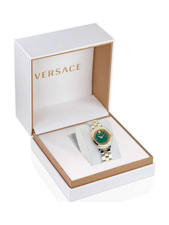 Versace Versace Womens Watch 35mm Battery Stainless Steel Bracelet Gold/Green