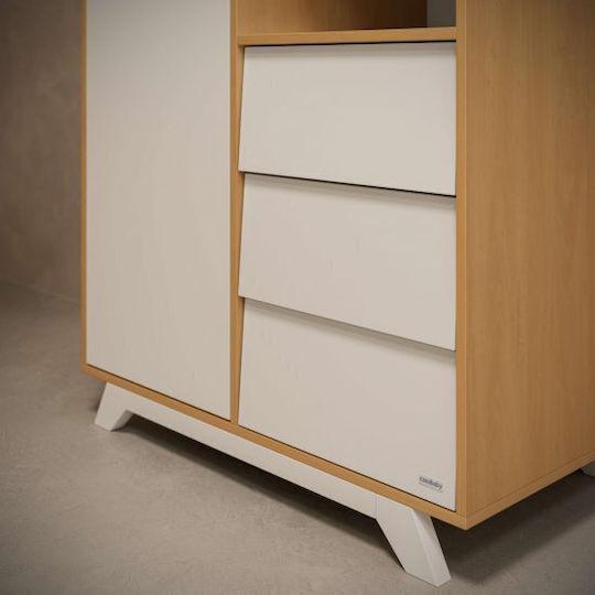 Δίφυλλη Ντουλάπα με 3 Συρτάρια Μπεζ 100x54x190cm