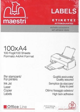 Romeo Maestri 100 Self-Adhesive Rectangular A4 Labels 210x297mm