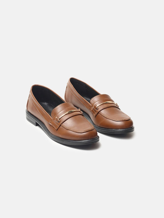 InShoes Μεταλλική Λεπτομέρεια Women's Moccasins in Tabac Brown Color