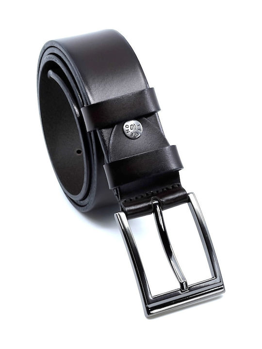 Men's Leather Wide Belt Brown