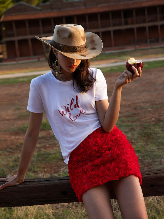 Mya Mini Skirt Floral in Red color