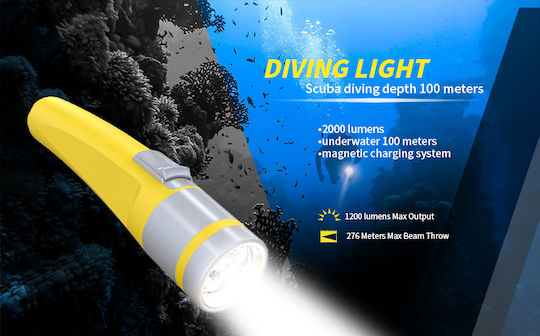 Lanternă de Scufundări LED cu Luminozitate 2000lm