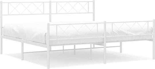 Κρεβάτι King Size για Στρώμα 190x200cm Λευκό Κρεβάτι King Size για Στρώμα 190x200cm Λευκό
