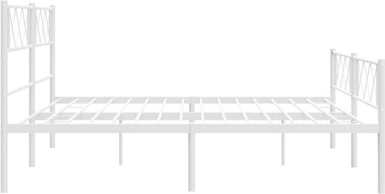 King Size Metallbett Weiß mit Lattenrost für Matratze 190x200cm