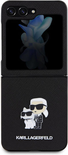 Karl Lagerfeld Saffiano Karl&choupette Pin Back Cover Plastic Negru (Galaxy Z Flip5)