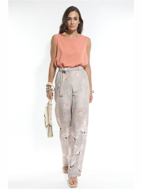 Damen Bluse Ärmellos mit V-Ausschnitt orange