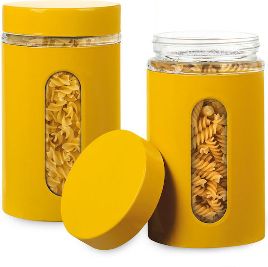 Muhler Muhler Set 2 Stück Allgemeine Verwendung Gläser mit Deckel Gelb 1050ml