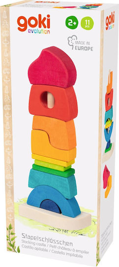 Goki Pyramiden-Spielzeug Stacking Castle aus Holz für 24++ Monate