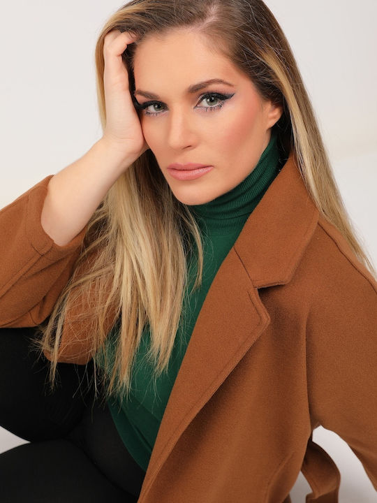 Women's Beige Coat with Buttons