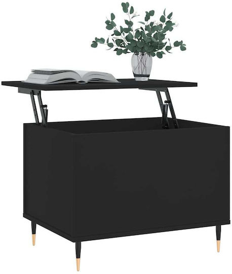 Rectangular Central Wooden Coffee Table with Lifting Mechanism Black W60xL44.5xH45cm