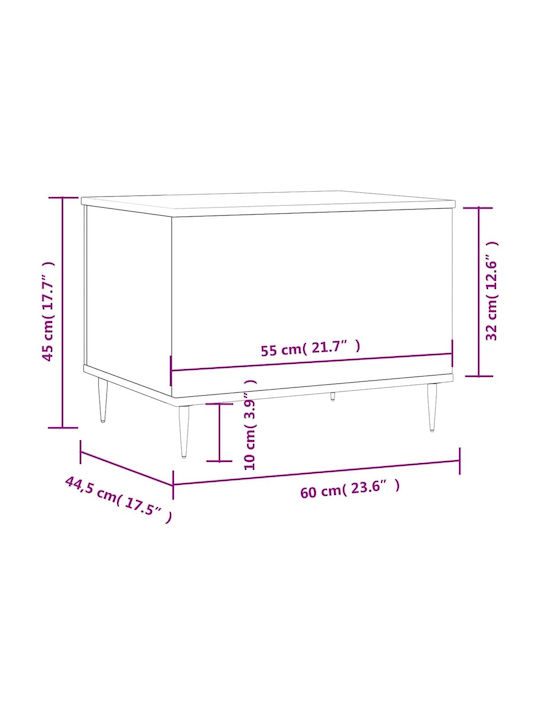 Rectangular Central Wooden Coffee Table with Lifting Mechanism Black W60xL44.5xH45cm
