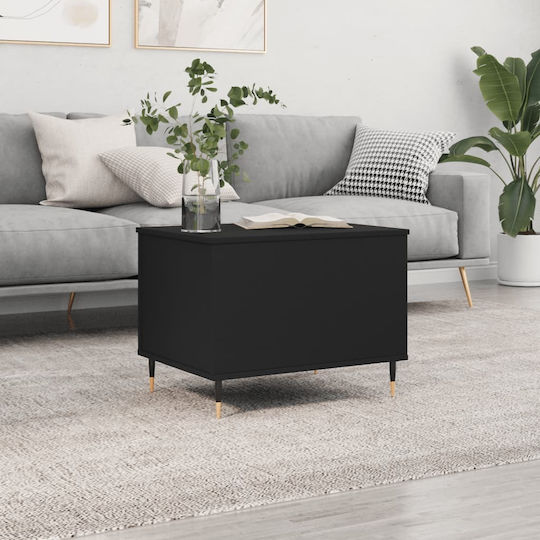 Rectangular Central Wooden Coffee Table with Lifting Mechanism Black W60xL44.5xH45cm