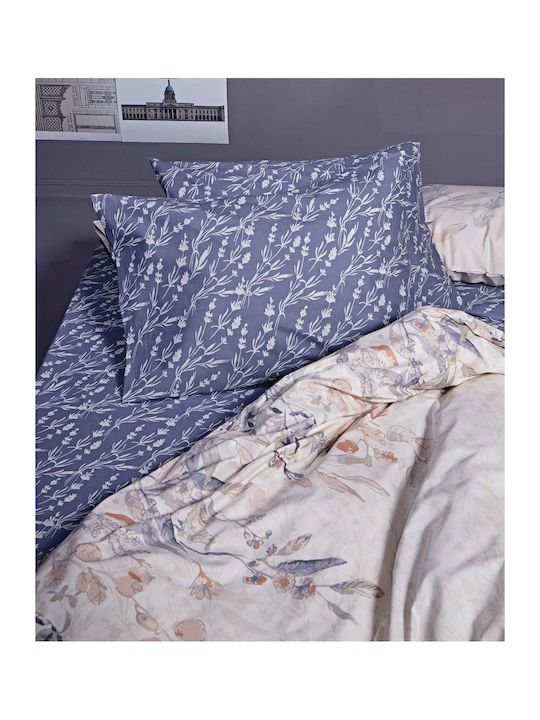 Kentia Duvet Queen 220x240cm Beatrice Blue-Caramel Kentia 300 GSMGsm