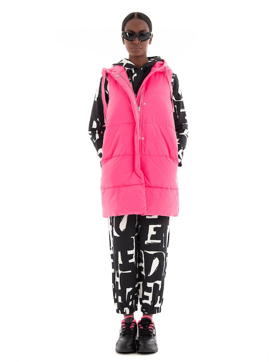 Only Women's Short Puffer Jacket for Winter with Hood Pink