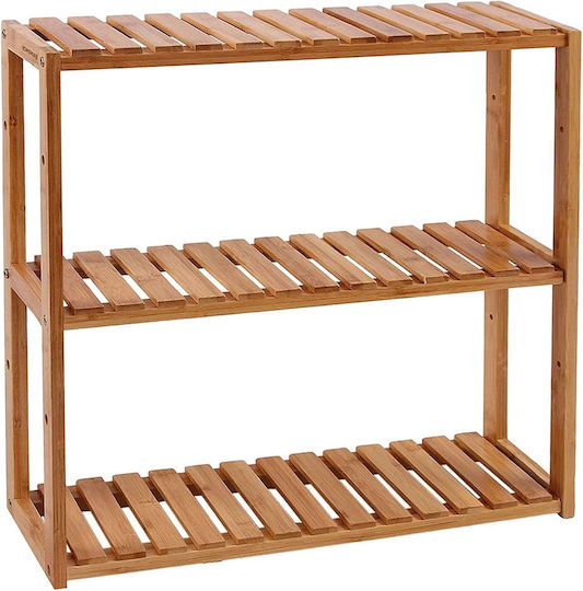 Songmics Boden Badezimmerregal Bamboo mit 3 Regalen 60x15x55cm
