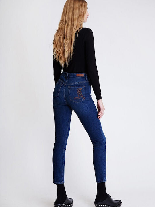Hoch tailliert Damenjeans in Enger Passform Blue