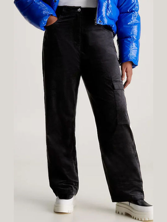 Hoch tailliert Damenjeans Schwarz