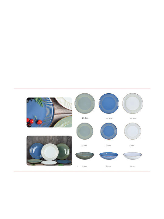 Saray Home Set de Farfurii Ceramic Albastru 18buc