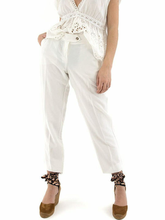 Imperial Γυναικείο Υφασμάτινο Capri Παντελόνι Regular Fit Λευκό