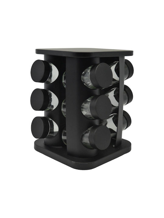 Ankor Metallic Tabletop Rotating Spice Rack Black 12pcs