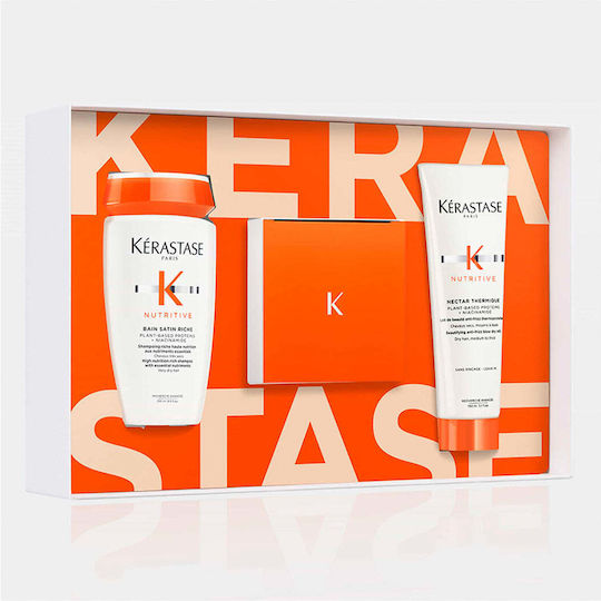 Kérastase Nutritive - Limited Edition Hair Care Set for Reconstruction & Nourishment for Dry Hair with Shampoo, Mask and Heat Protection 3pcs